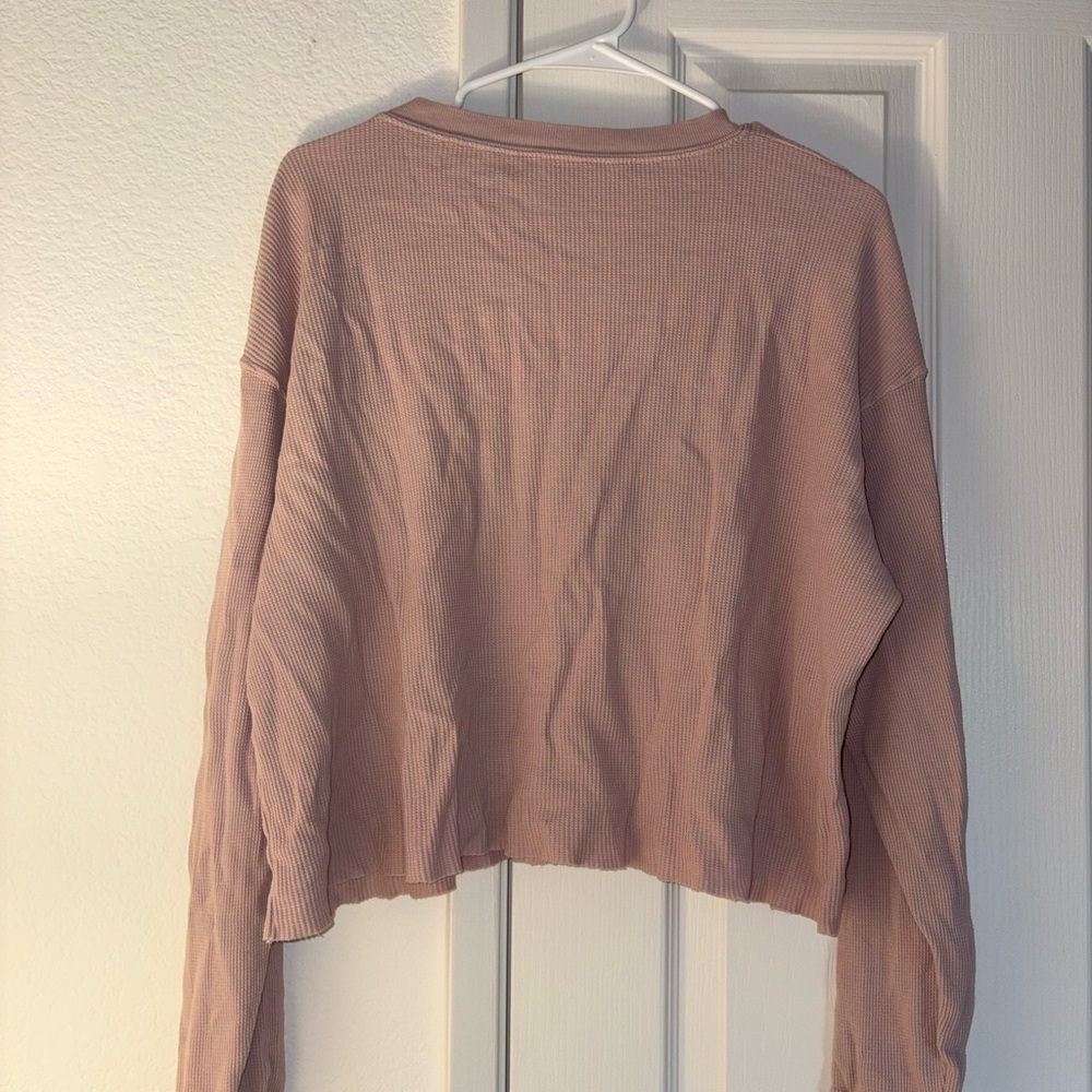 Women's Blush Long-Sleeve Ribbed Crop Top